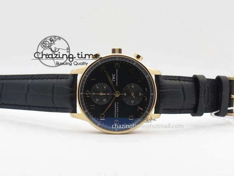 MIROTIME 0408 Portuguese Chrono RG IW371415 ZF 1:1 Best Edition Black Dial On Black Leather Strap A79350 (Slim Movement) FashionForward 7264